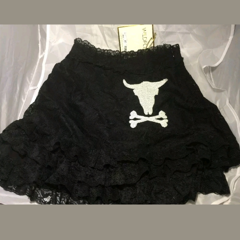 Wildfox White Label RARE Skirt Long Horn Skull